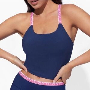 🆕 EleVen by Venus Williams | Teen Spirit Midi Tennis Tank in Navy/Pink Sz Small